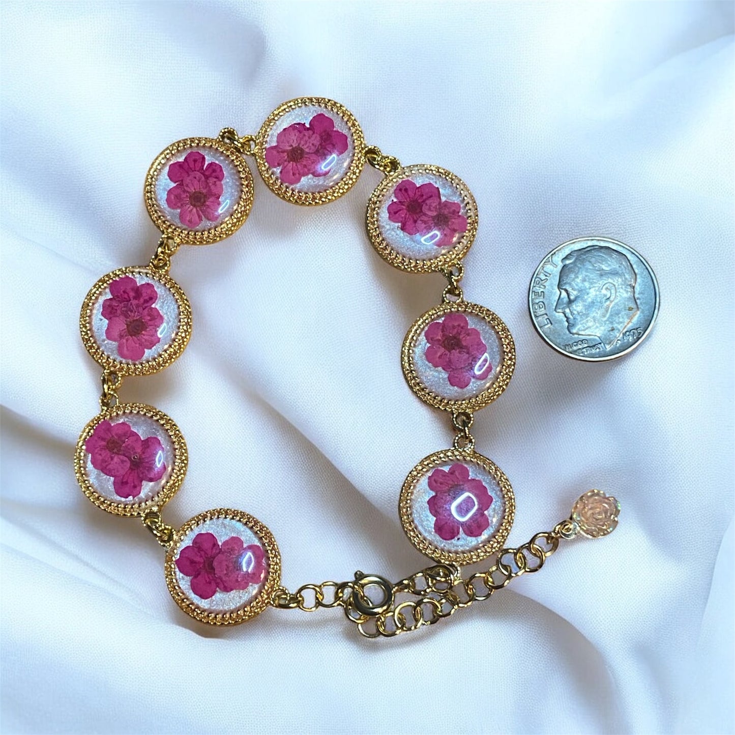 Gold Colored Bracelets with Opal White Mica Powder