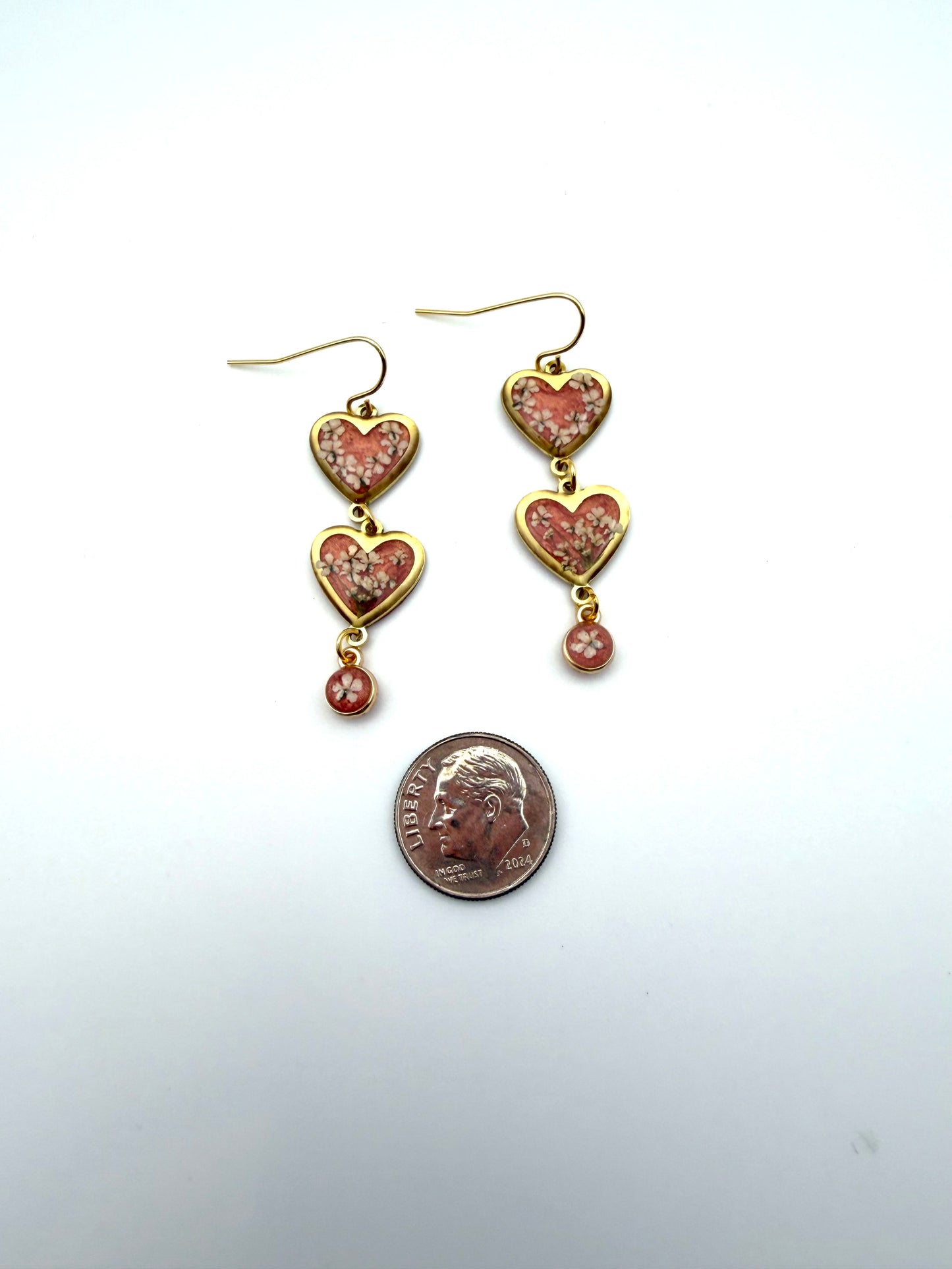 Light Coral/Pink colored Heart Earrings