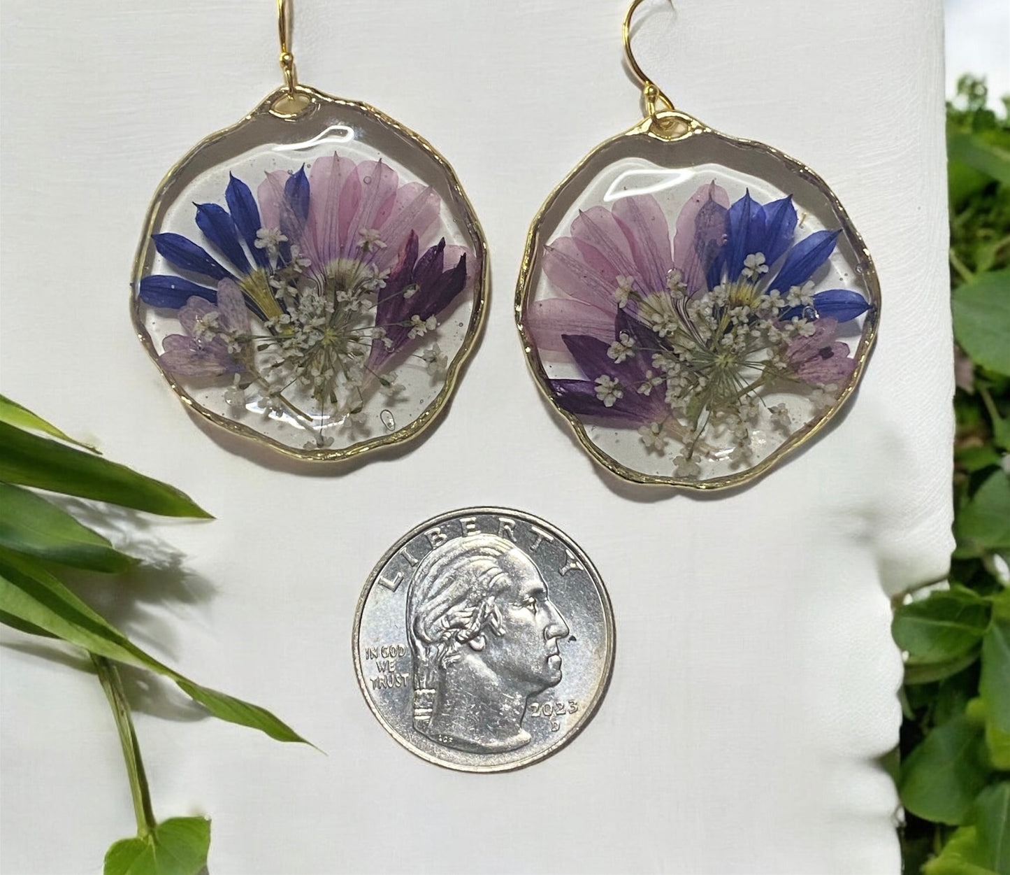 Pink and Blue Fairy Fans with, Purple Wild Flowers and Queen Anne’s Lace