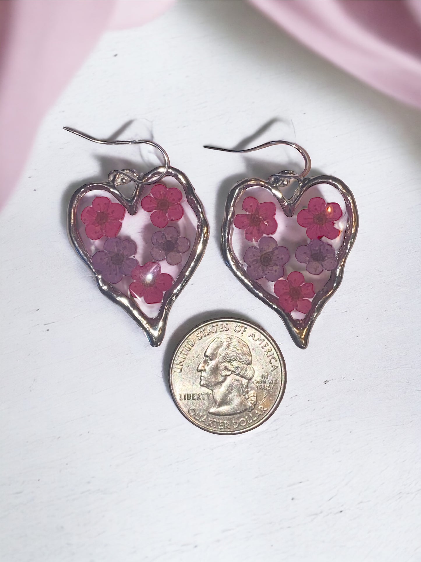 Pink and Purple Plum Blossom Flower Earrings