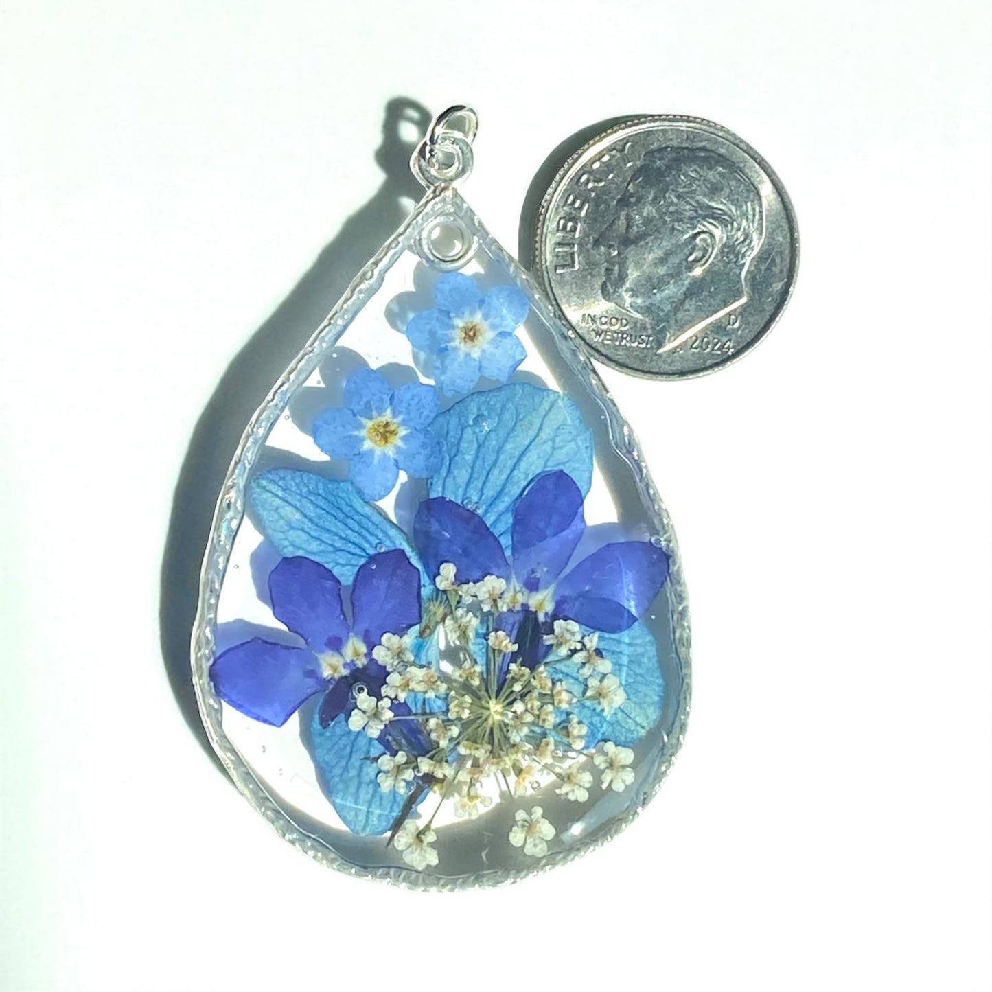 Blue Hydrangea, Blue Forget-Me-Nots, Lobelia and Queen Anne’s Lace