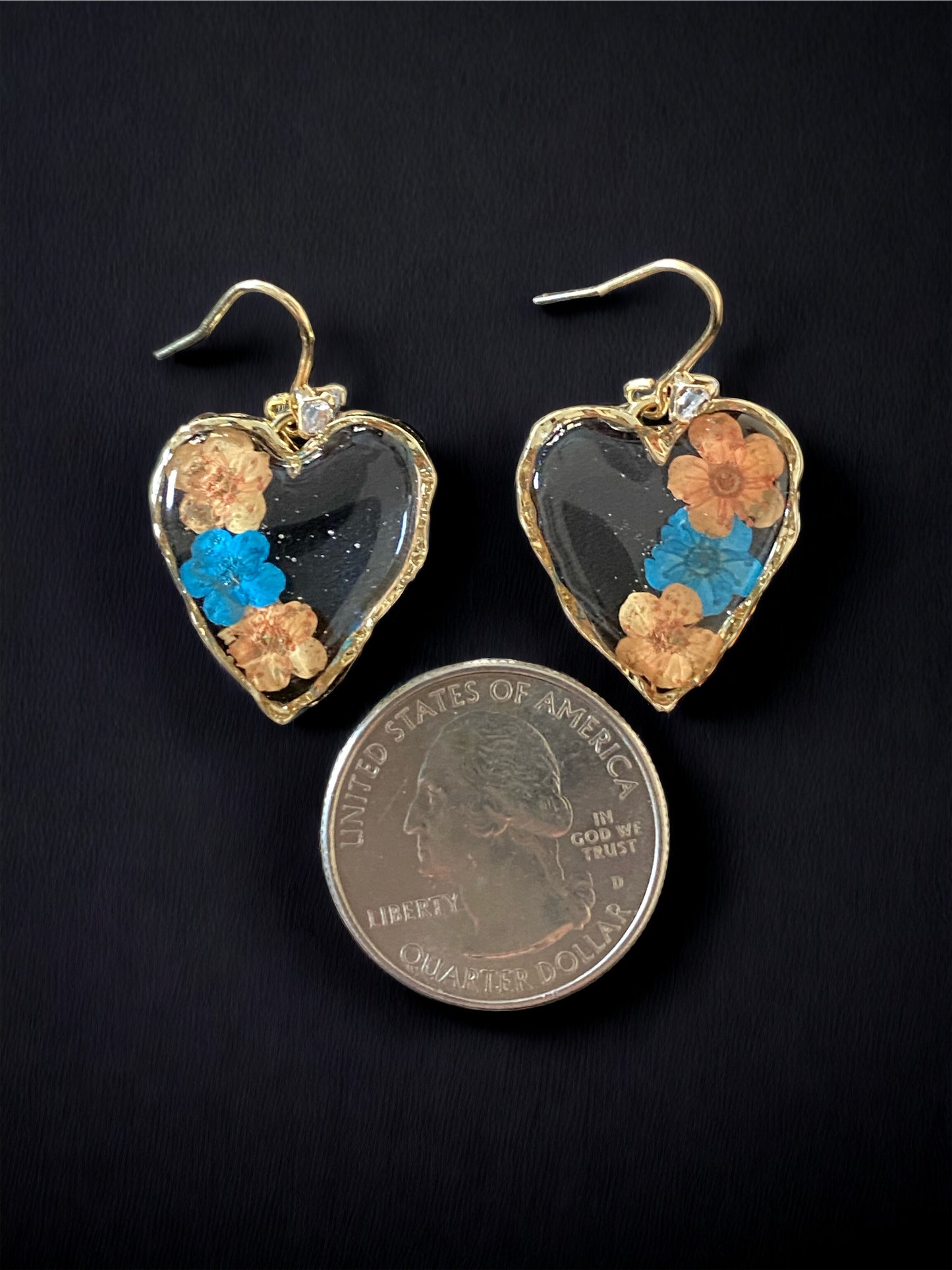 Orange and Blue Plum Blossom Flower Earrings