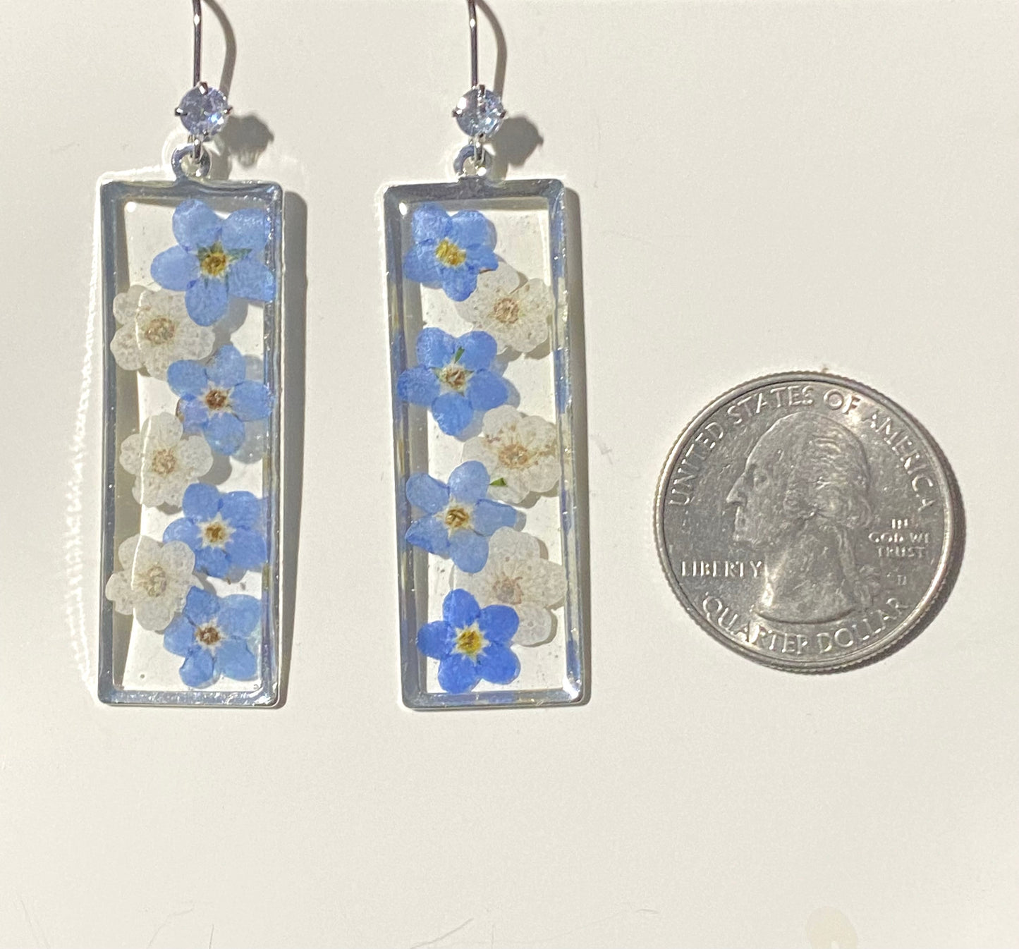 Blue Forget-Me Nots with White Plum Blossom Flowers