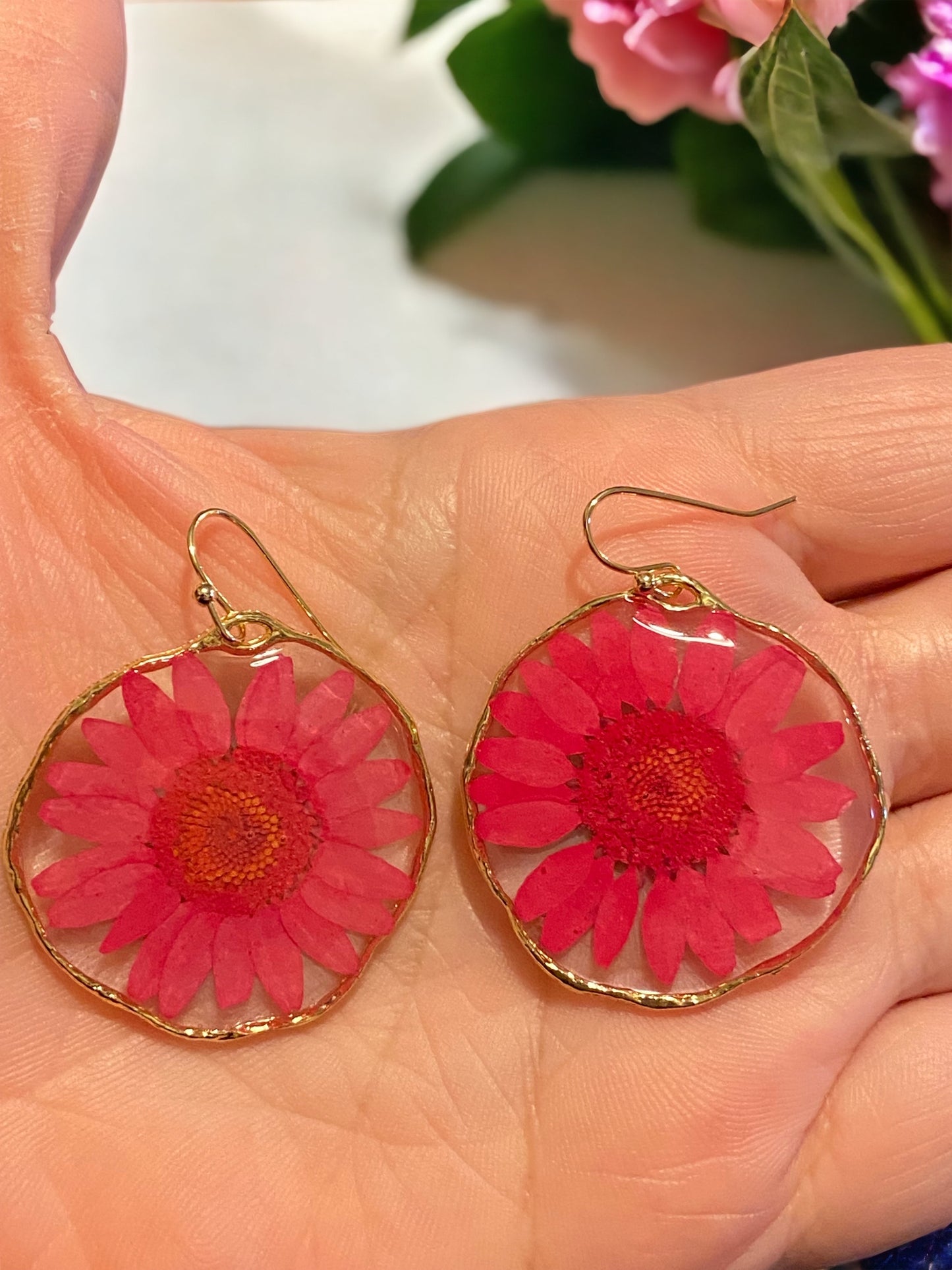 Red Daisy Earrings