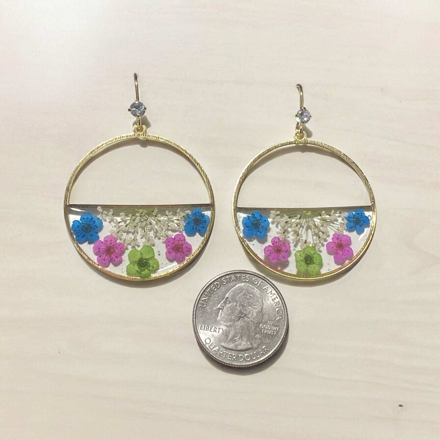Plum Blossoms and Queen Anne’s Lace Earrings