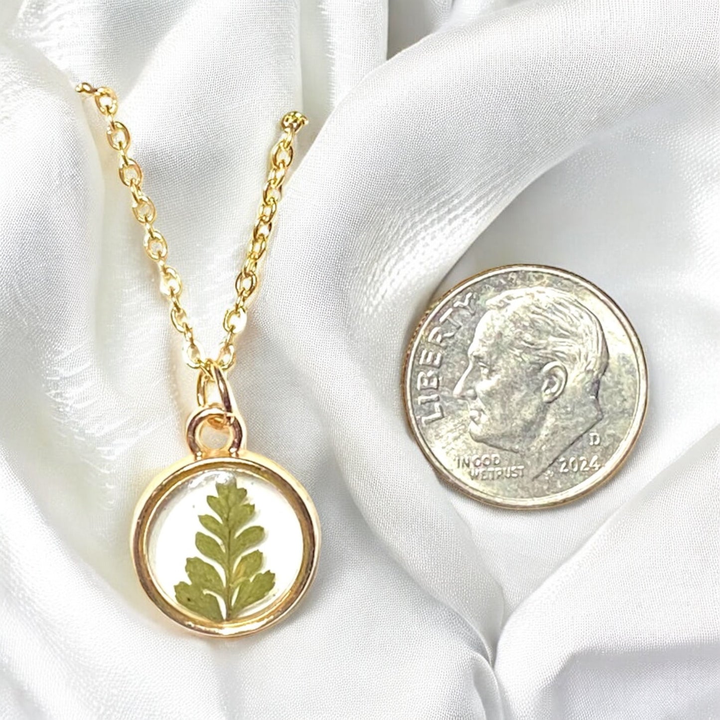 Dainty Dry Pressed Fern Necklace