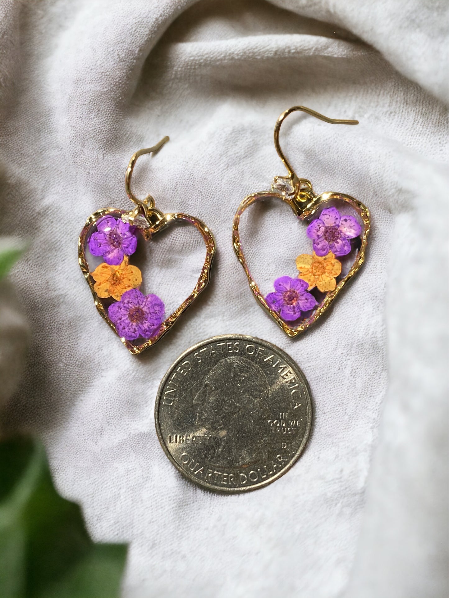 Purple and Orange Plum Blossom Flower Earrings