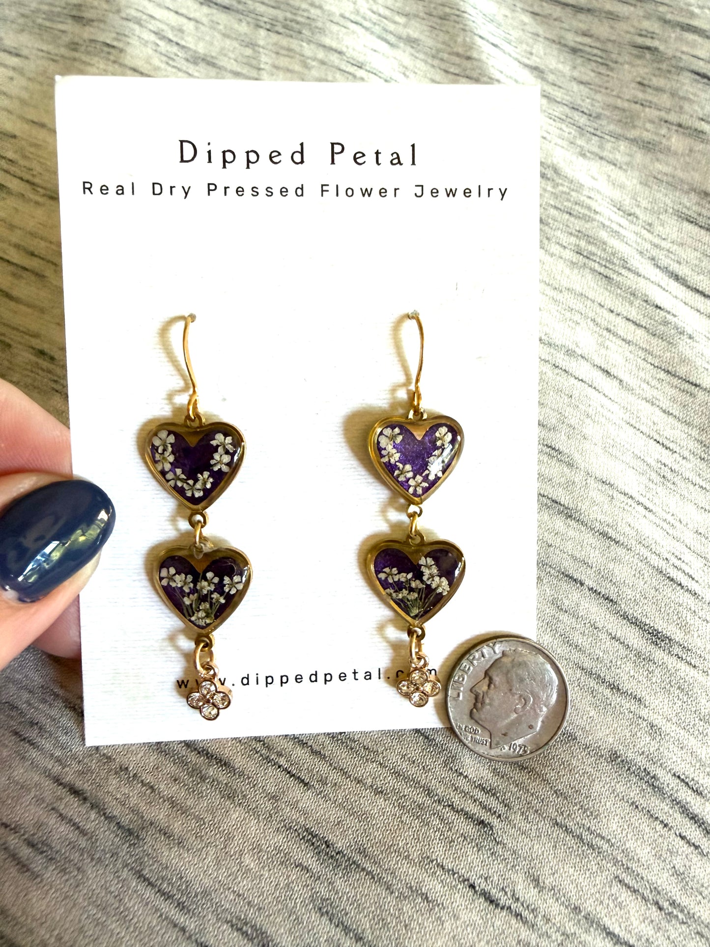 Dark Scarlet Colored Mica Powder with Queen Anne’s Lace and a Rhinestone Charm