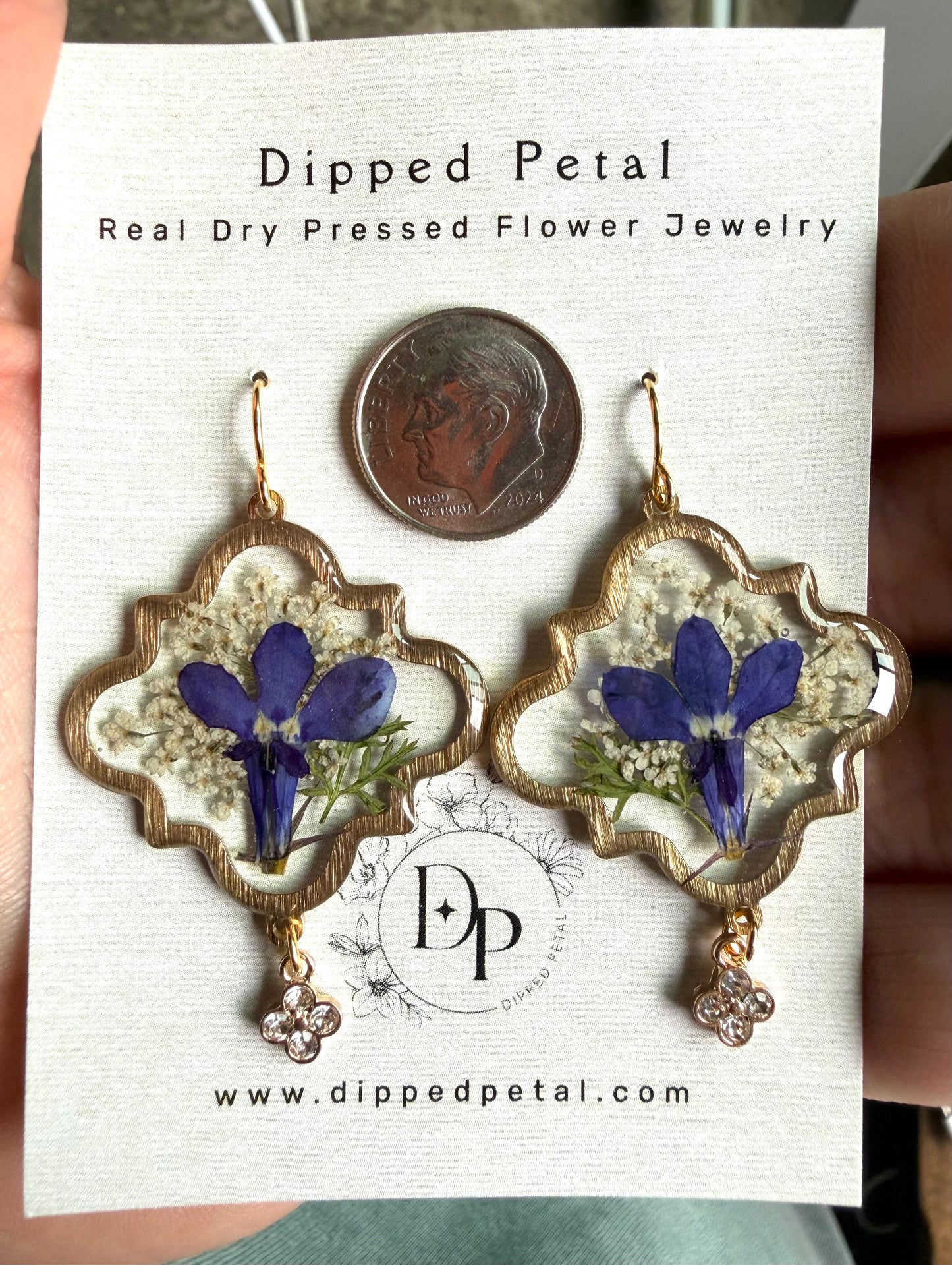 Blue Lobelia, Dry Pressed Fern and Queen Anne’s Lace