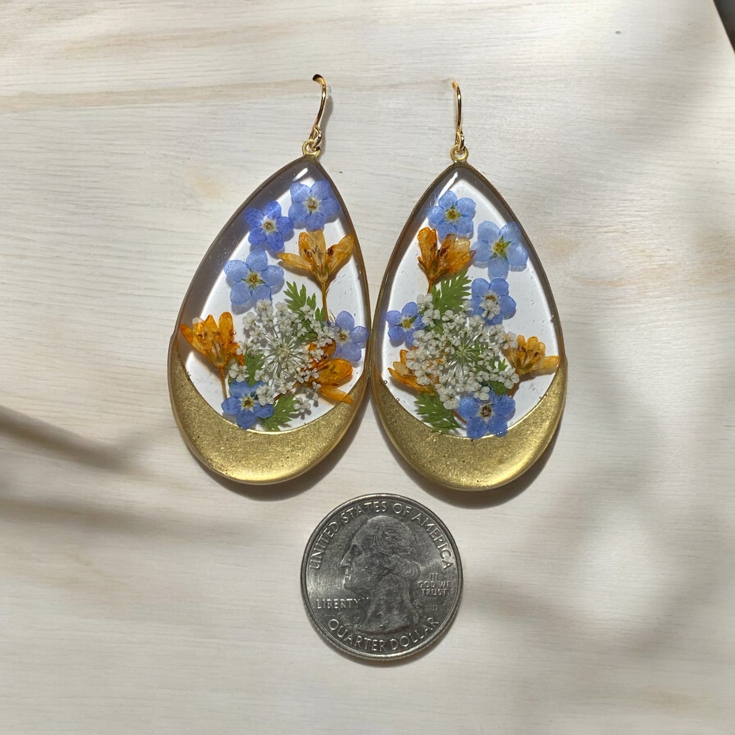 Blue Forget-Me-Nots with Orange Wild Flower and Queen Anne’s Lace