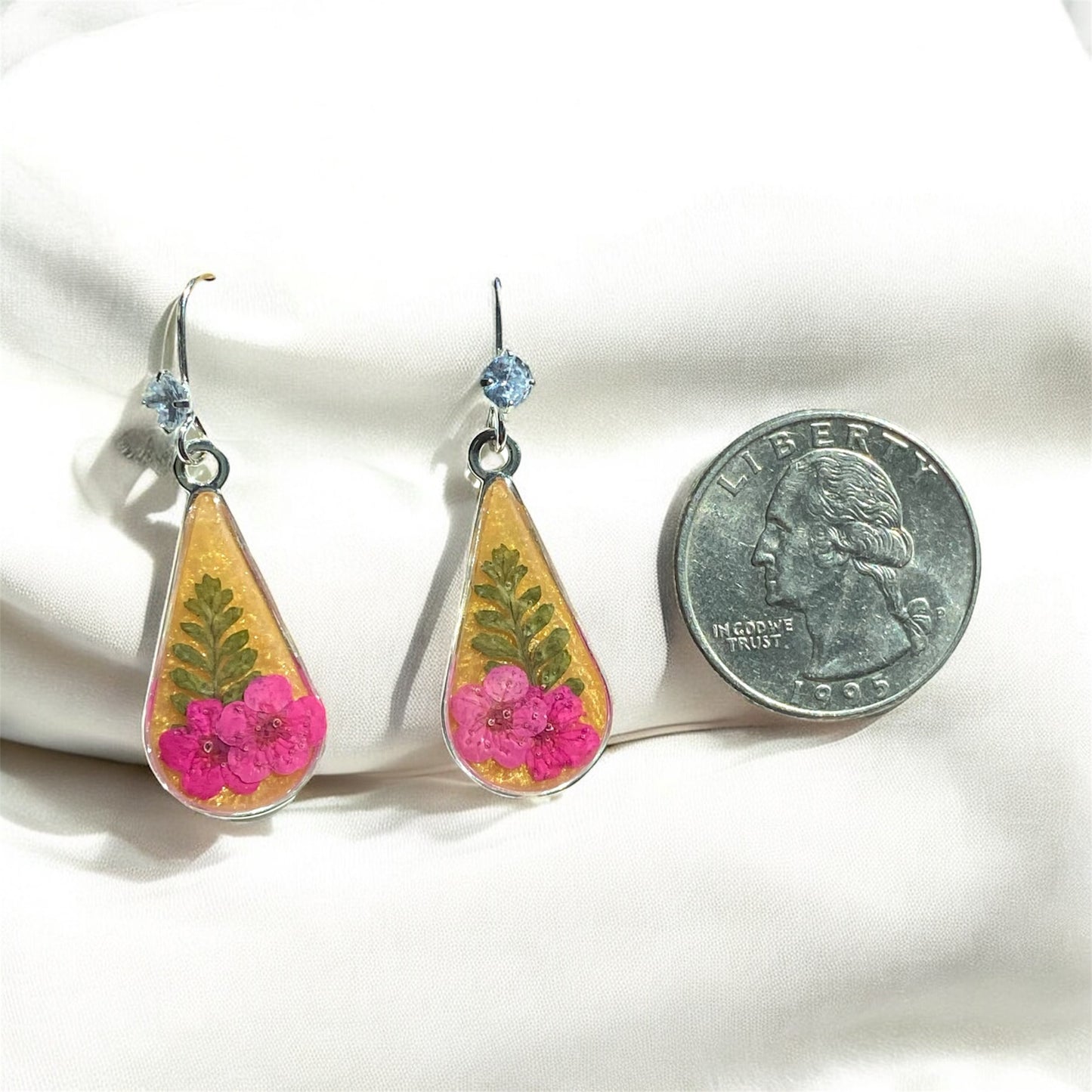 Gold Colored Mica Powder with Pink Plum Blossoms, and Fern