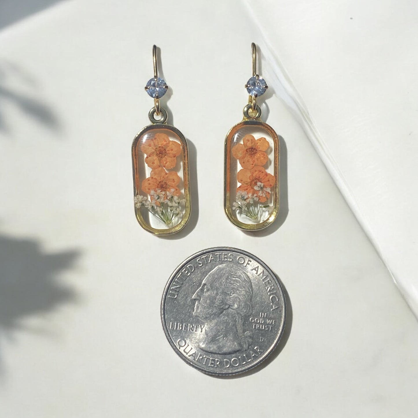 Orange Plum Blossom with pieces of Queen Anne’s Lace