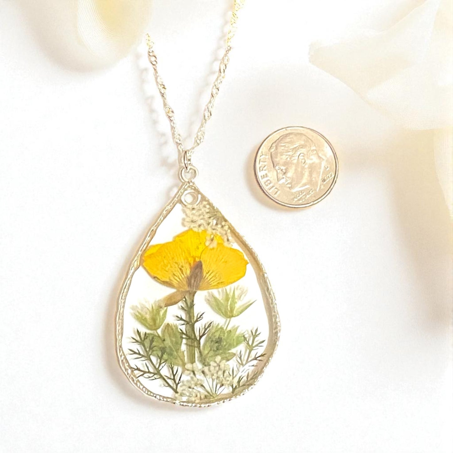 Yellow Flower, with Wild Flowers and Dried Leaves with Queen Anne’s Lace