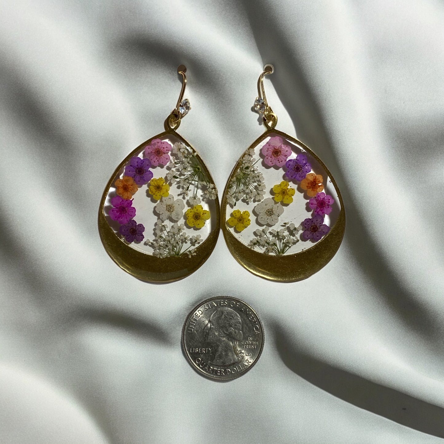 Plum Blossoms with Queen Anne’s Lace Earrings