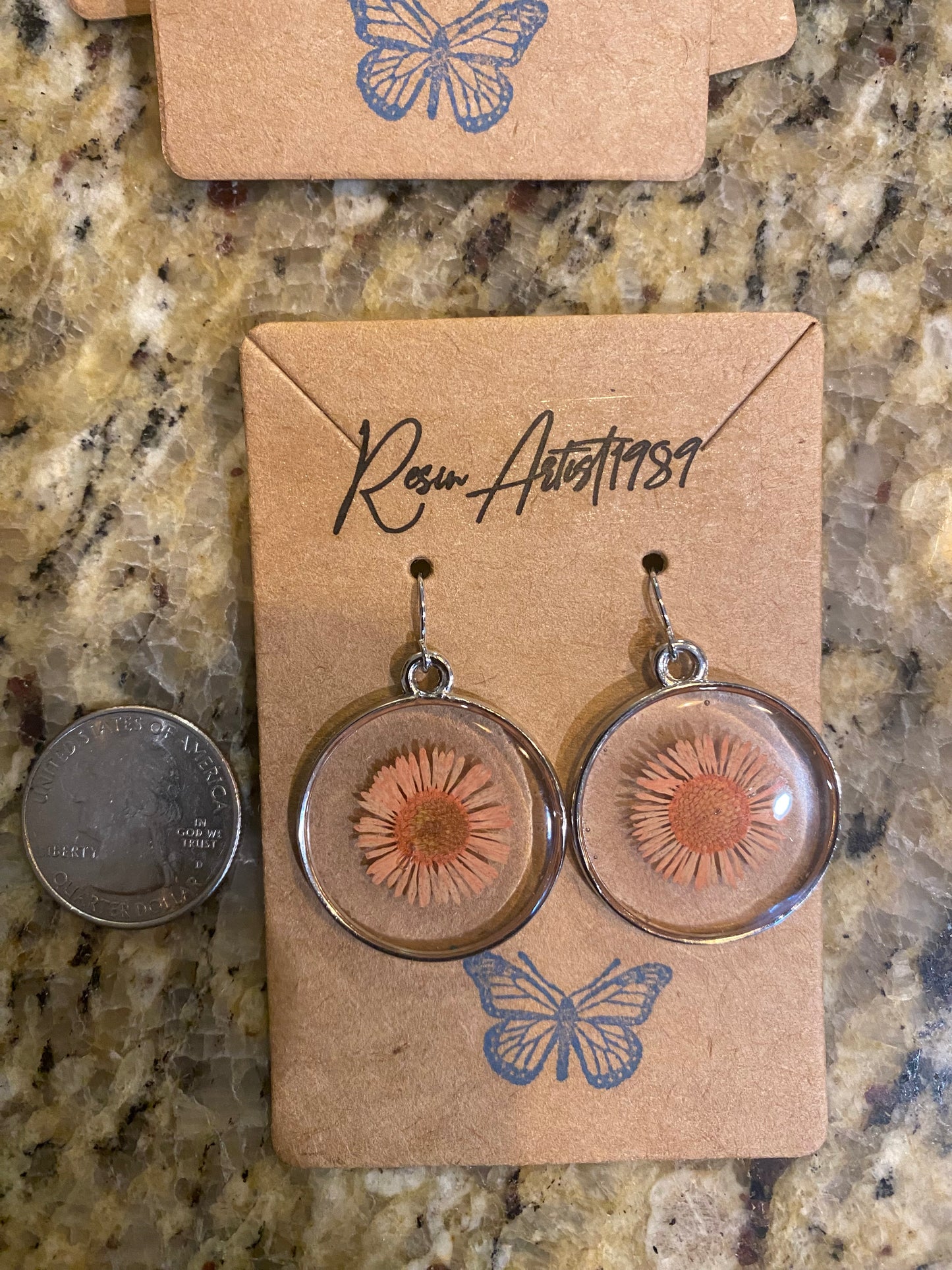 Orange Needle Chrysanthemum Earrings