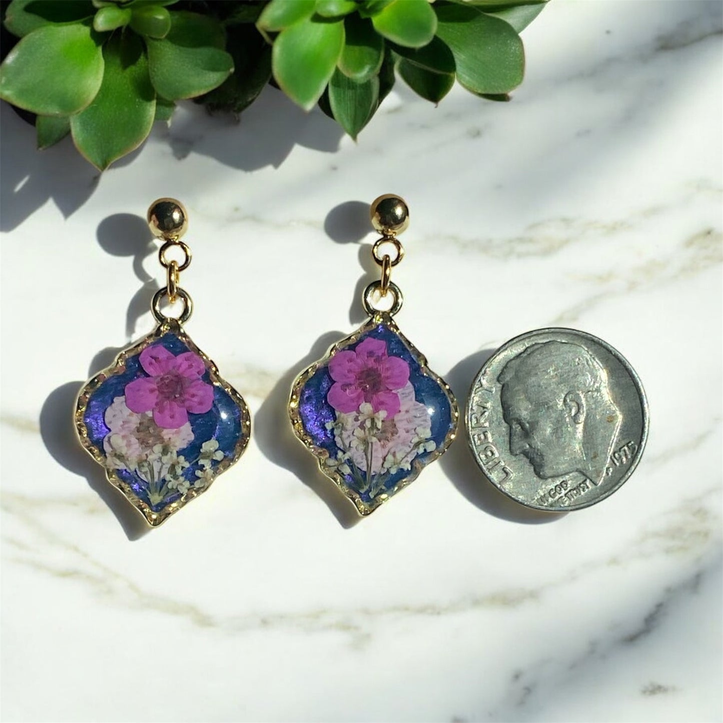 Blue Mica Powder with Queen Anne’s Lace and Pink Plum Blossoms