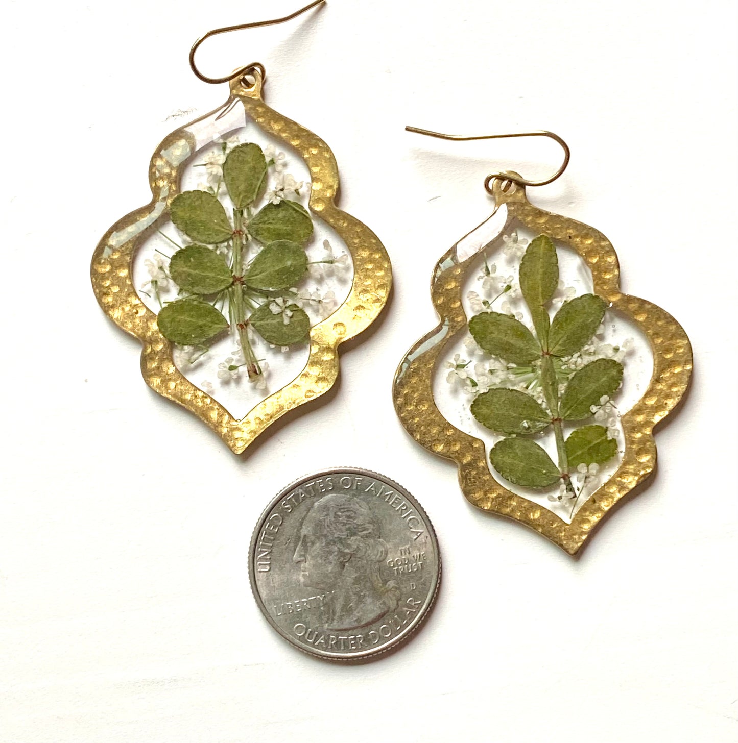 Dry Pressed Leaves with White Queen Anne’s Lace
