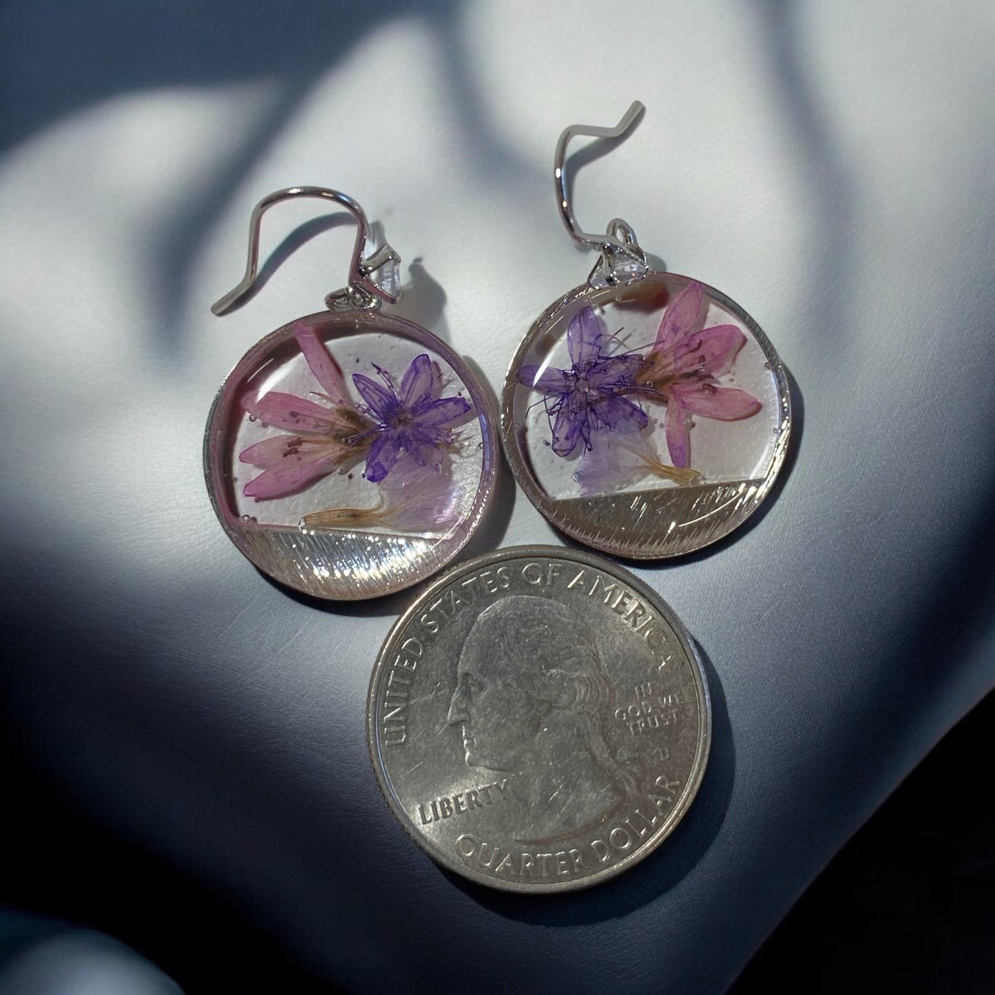 Pink and Purple Sweetleaf Flower Earrings