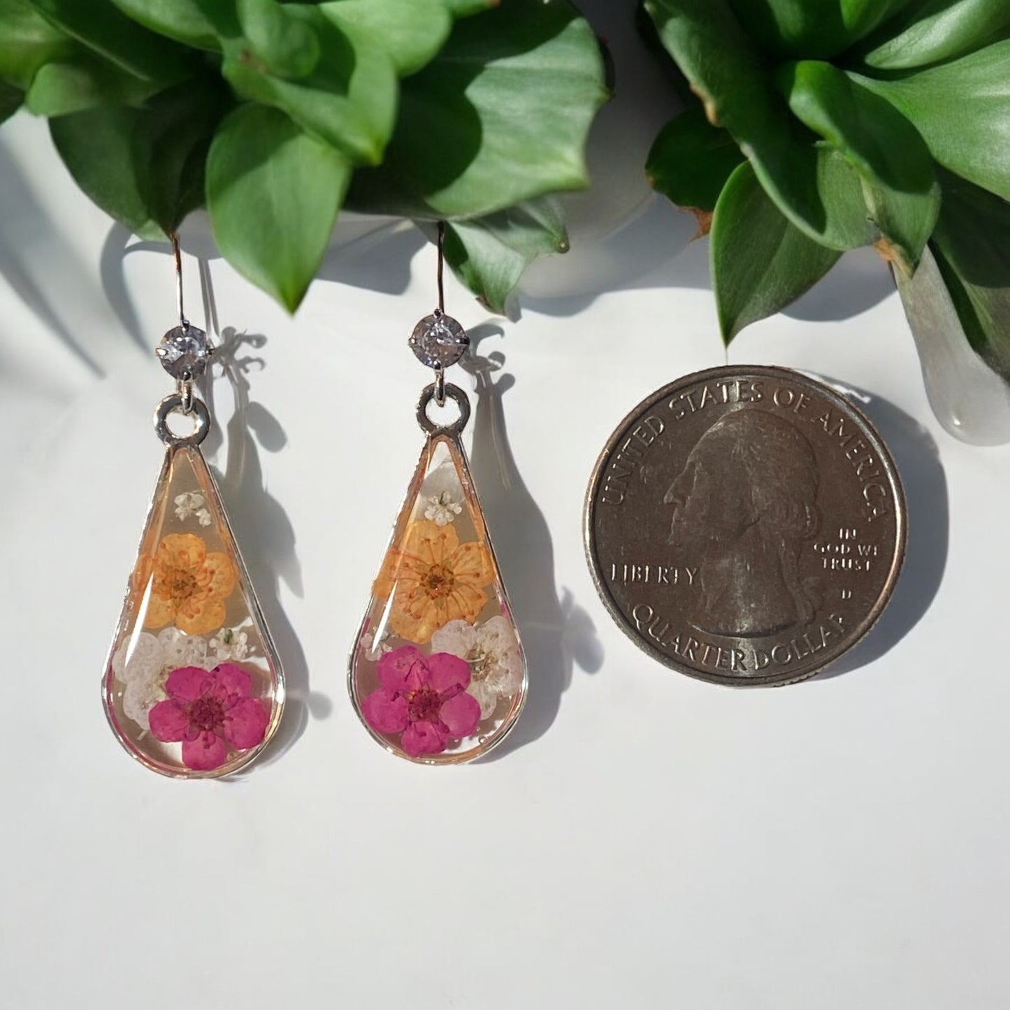 Orange, White and Pink Plum Blossoms with pieces of Queen Anne’s Lace