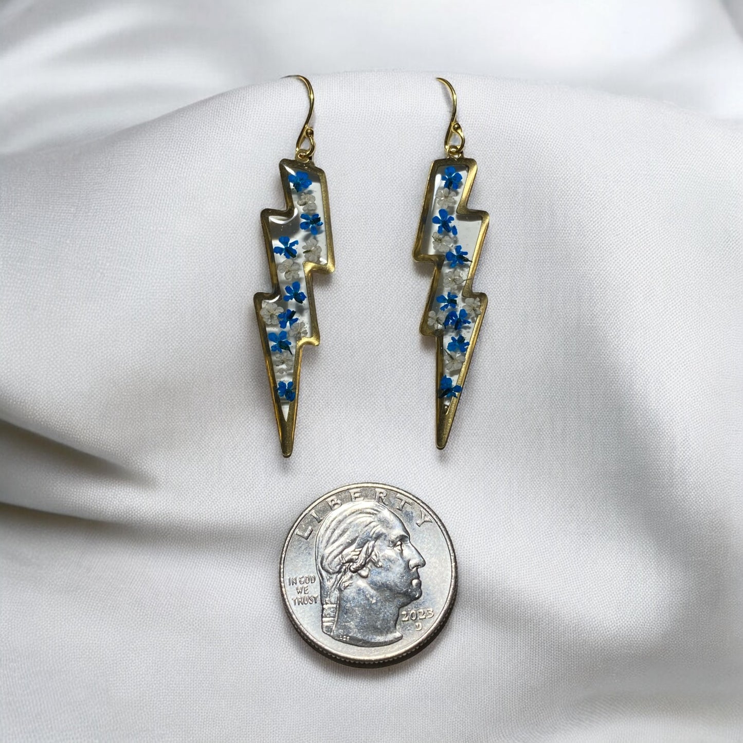 Lightening Bolts filled with pieces of Blue and White Queen Anne’s Lace