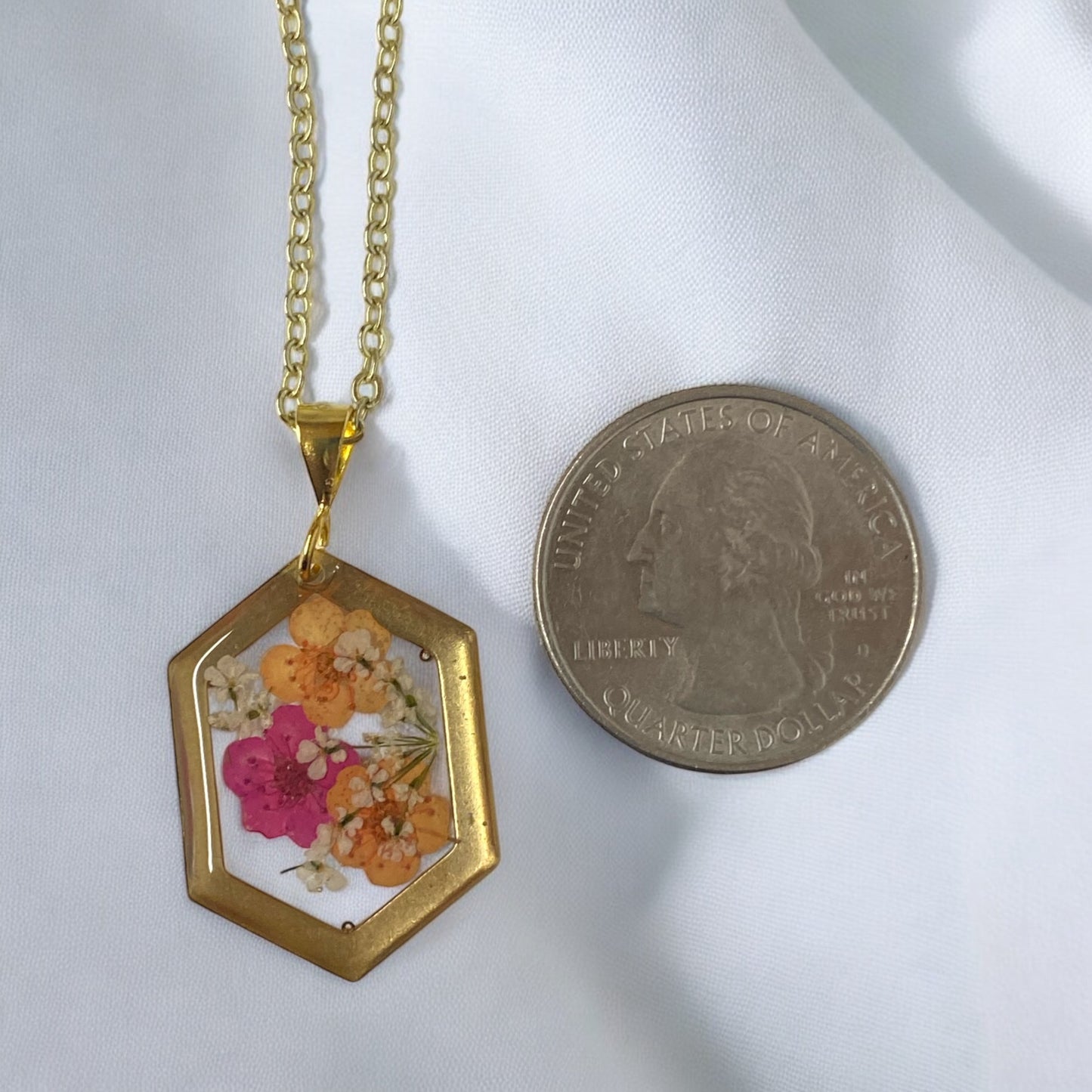 Pink and Orange Plum Blossoms with pieces of Queen Anne’s Lace