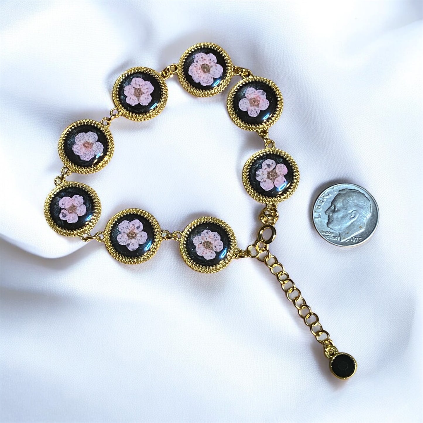 Gold Colored Bracelets with Black Mica Powder