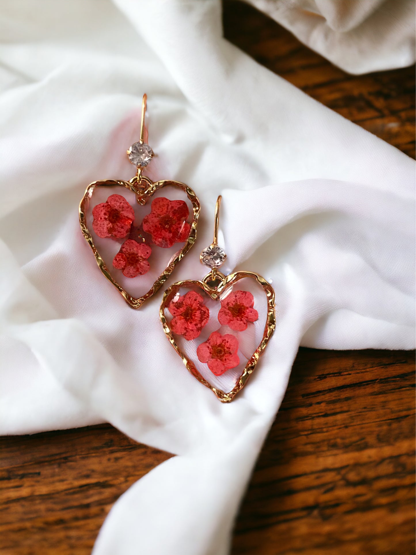 Red Plum Blossom Flower Earrings