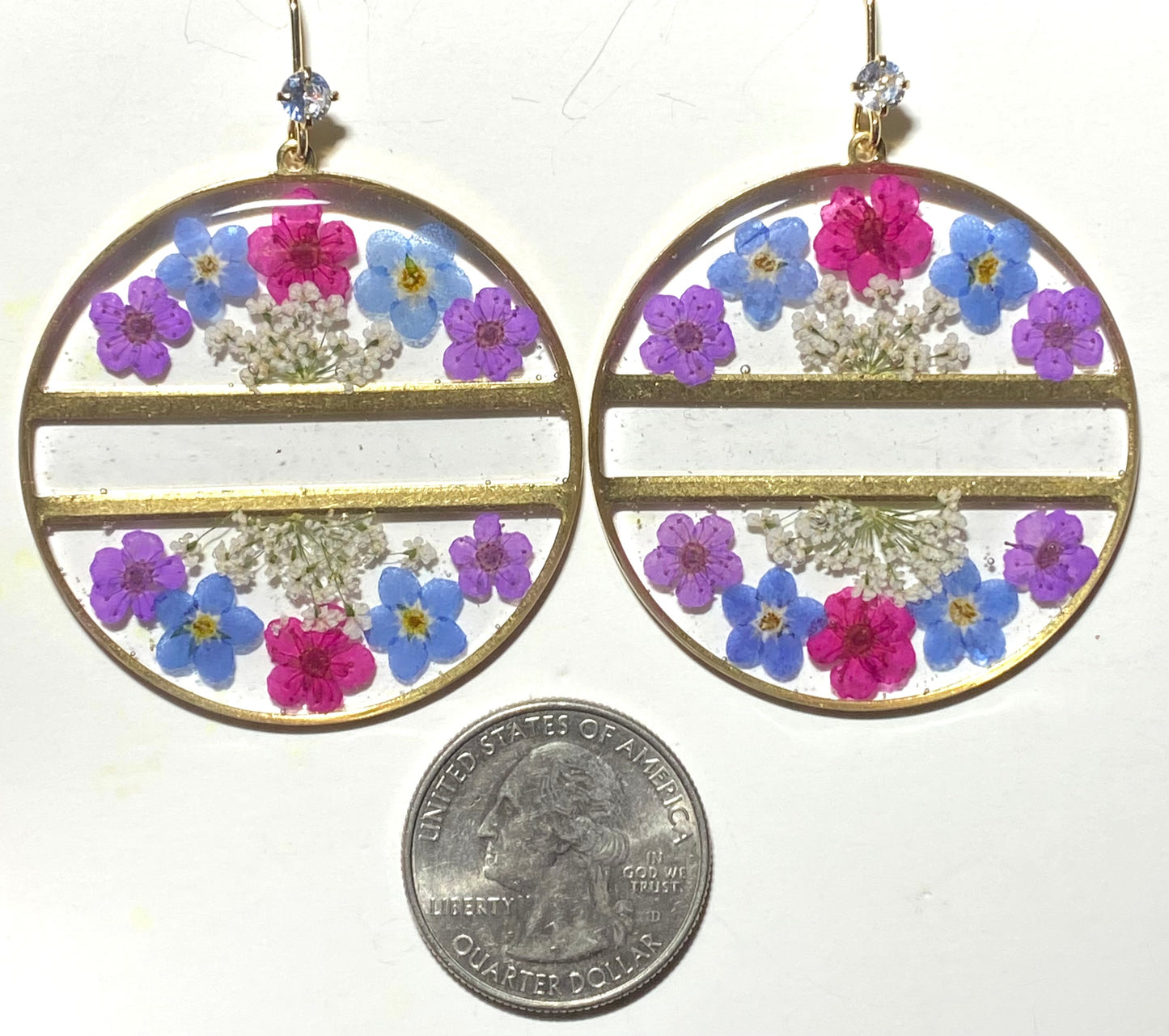 Plum Blossoms and Queen Anne’s Lace Earrings