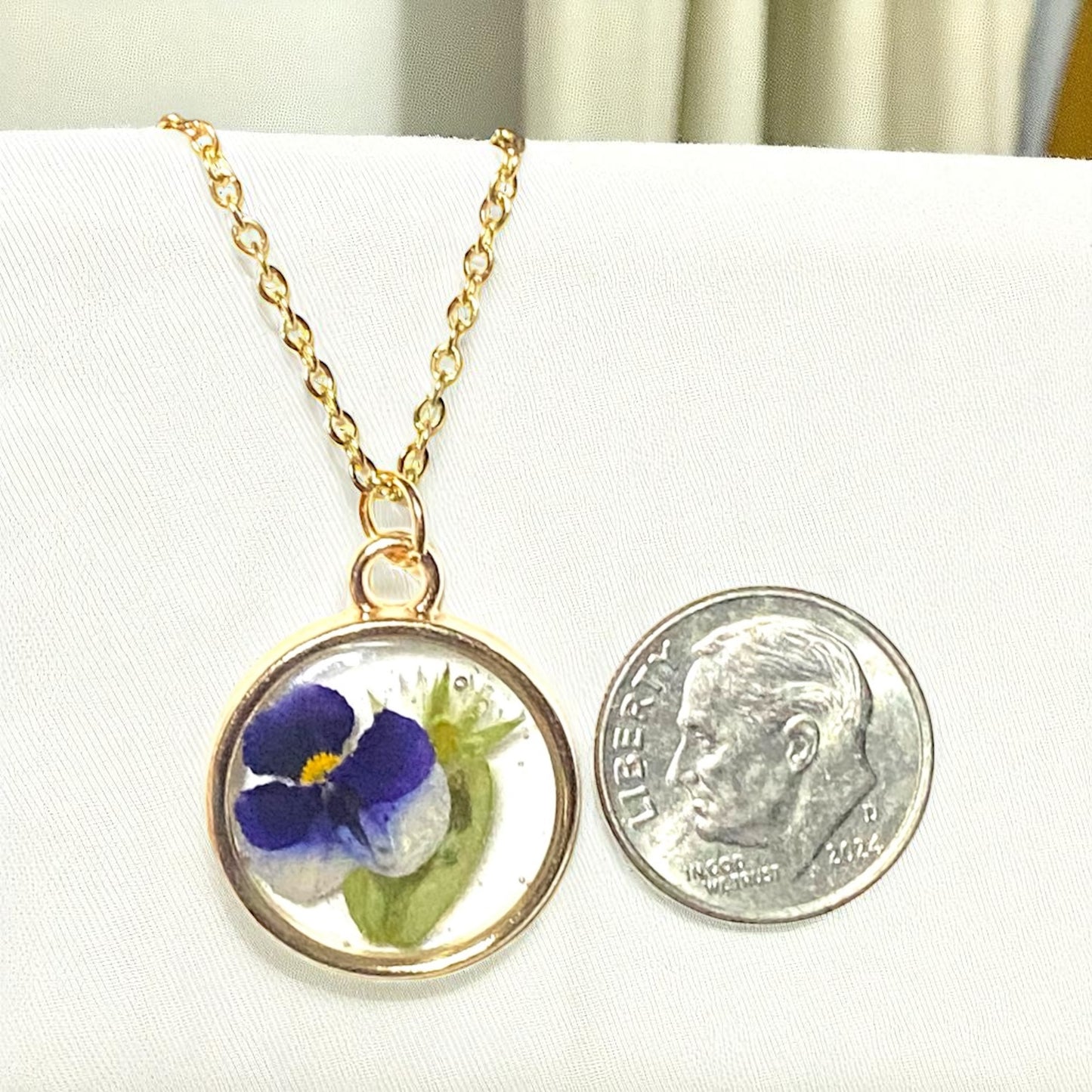 Dainty Pansy with Wild Flower Necklace