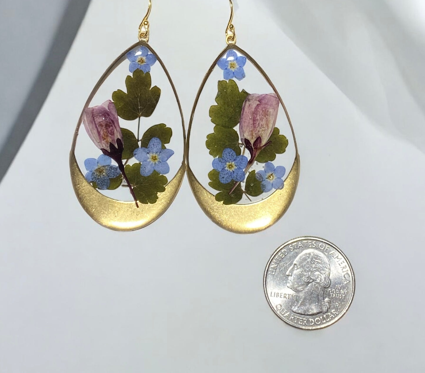 Dry Pressed Leaves with Blue Forget-Me-Nots and Crab Apples