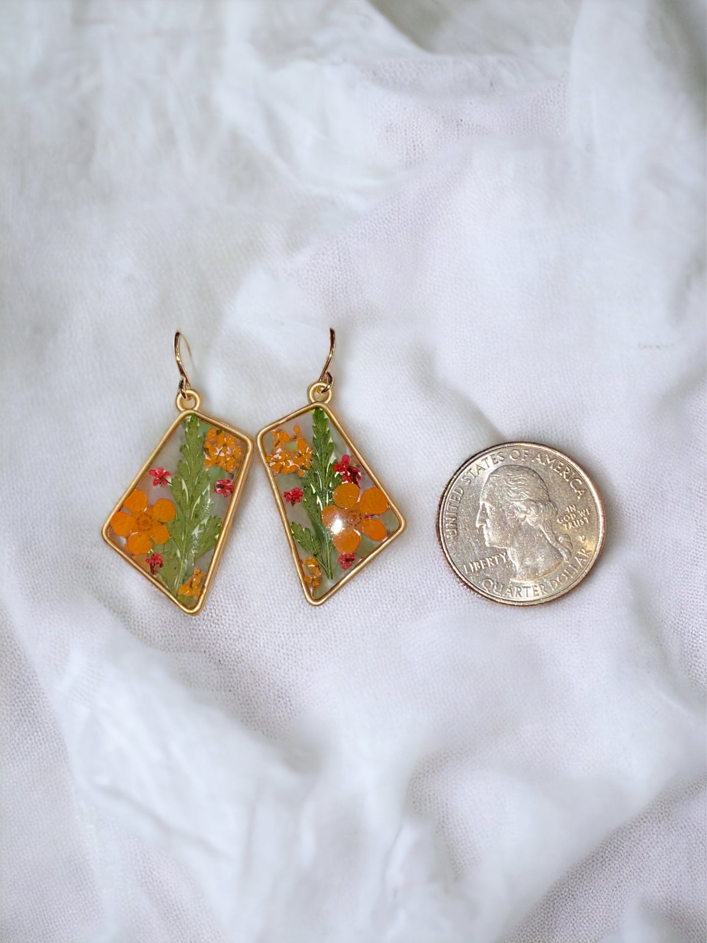 Orange Flower Earrings