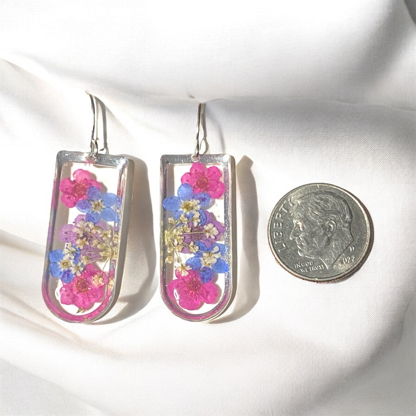 Blue Forget-Me-Nots, Purple and Pink Plum Blossoms with Queen Anne’s Lace