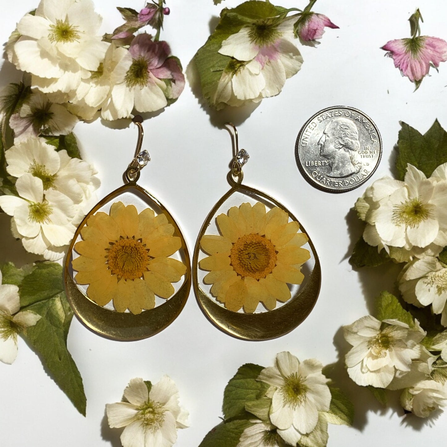 Yellow Daisy Flower Earrings