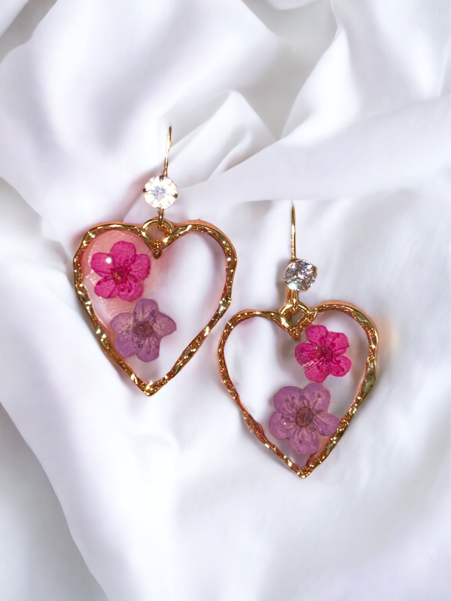 Purple and Pink Plum Blossom Flower Earrings