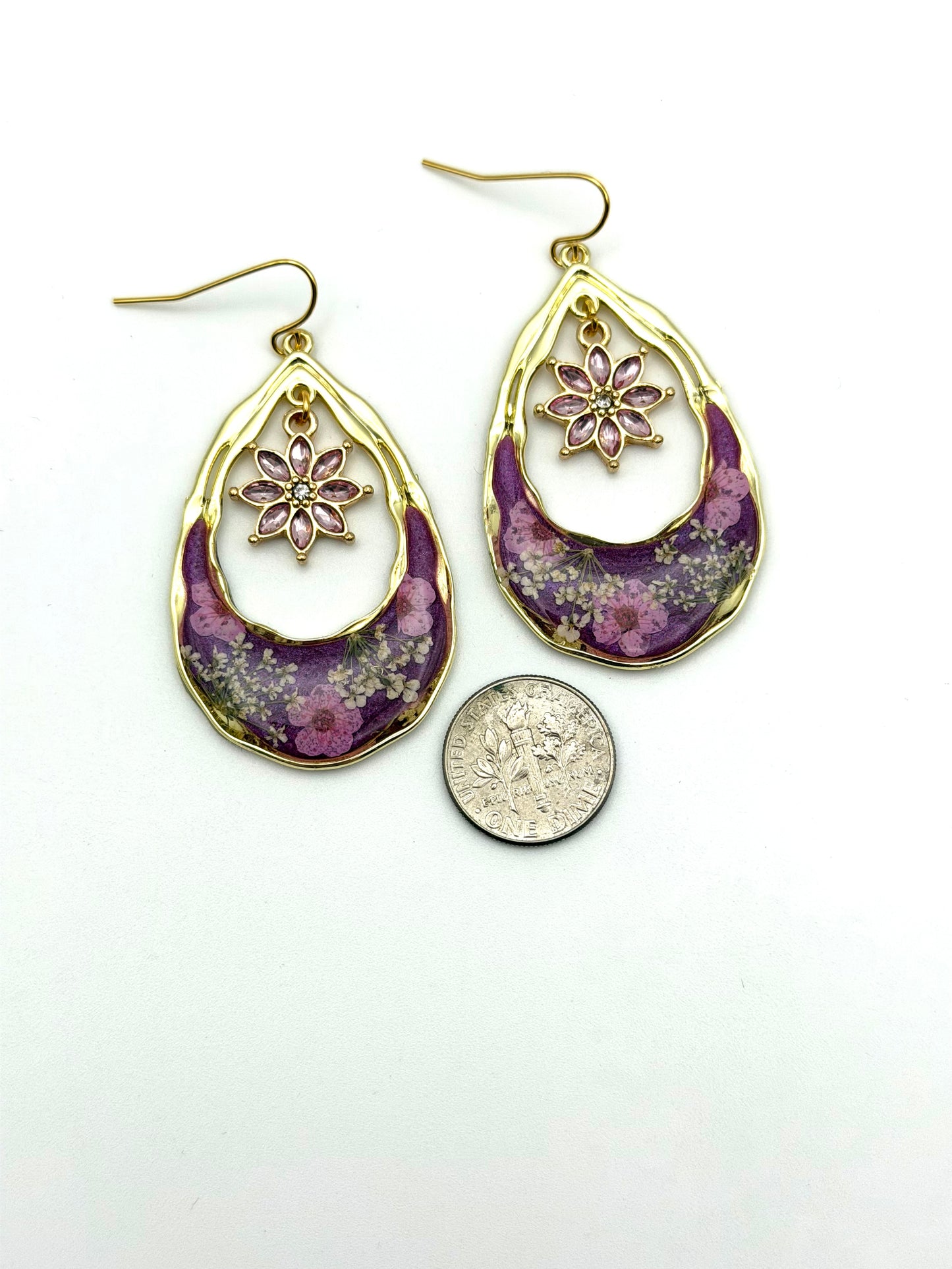 Wisteria Purple Mica Powder with Pink Plum Blossoms and Queen Anne’s Lace with a Pink Flower Charm