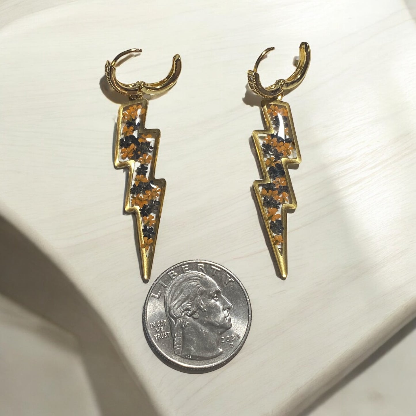 Black and Orange pieces of Queen Anne’s Lace Earrings