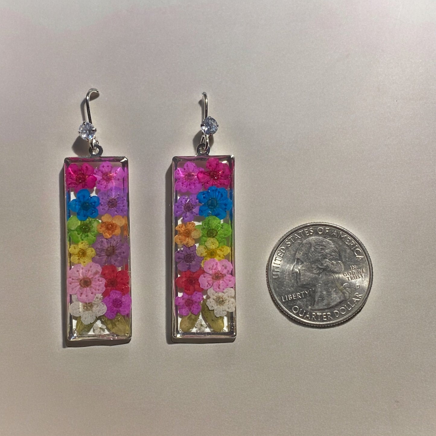 Plum Blossom Flower with pieces of Queen Anne’s Lace Earrings