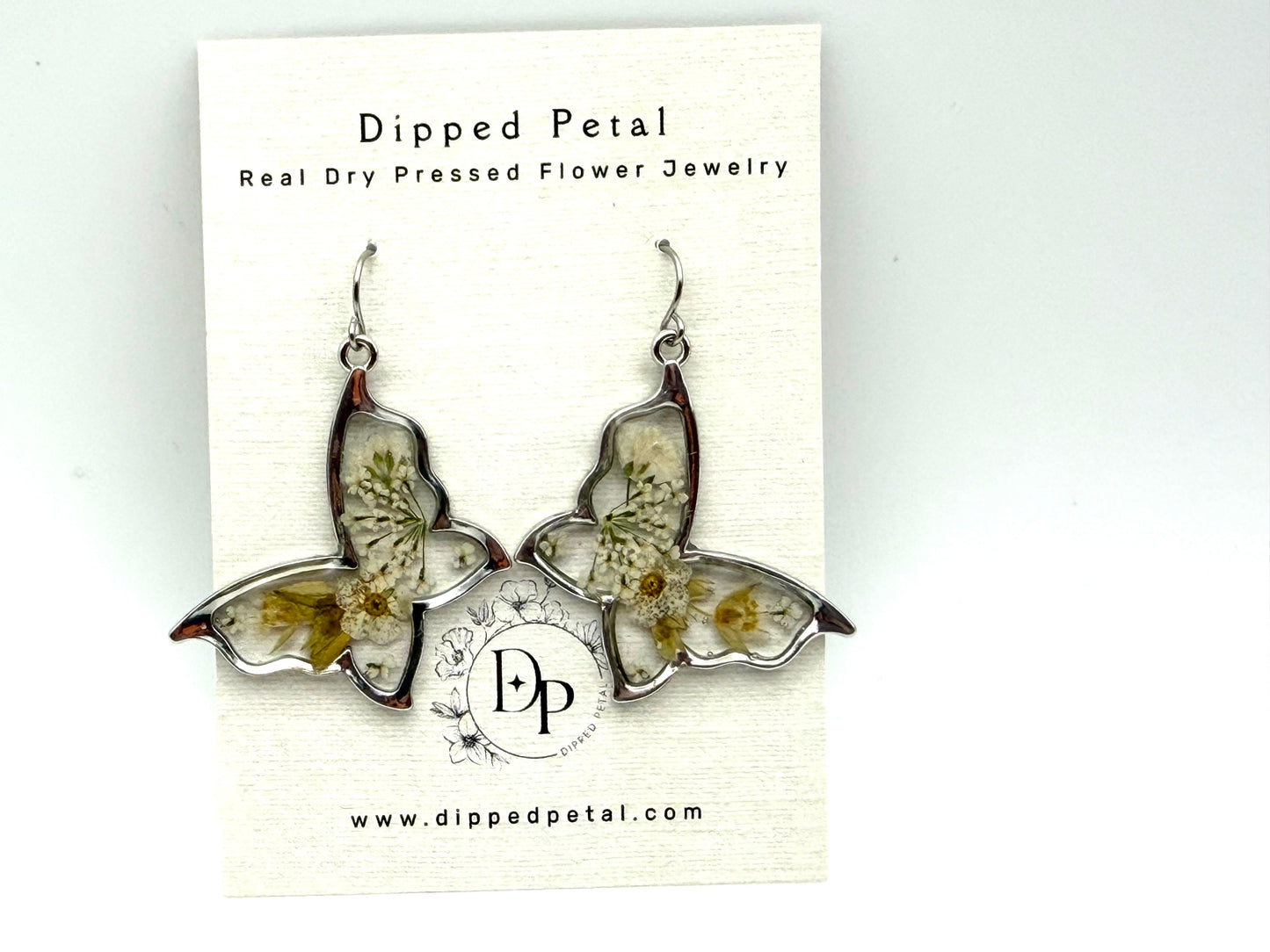 Butterfly Shaped Earrings on Stainless Steel Earring Wires