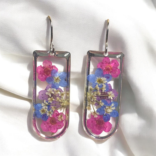 Blue Forget-Me-Nots, Purple and Pink Plum Blossoms with Queen Anne’s Lace