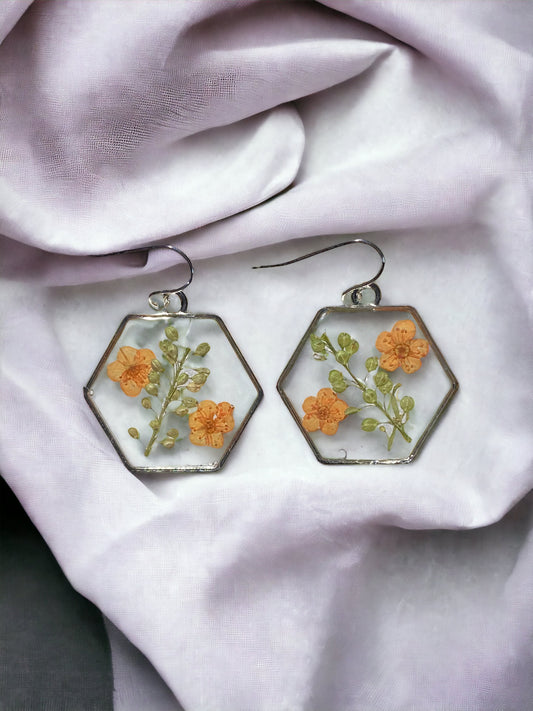 Orange Plum Blossom Earrings