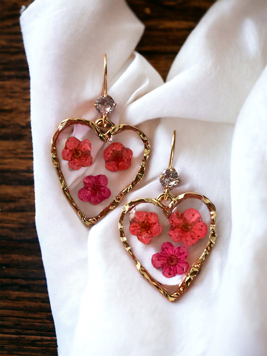 Pink and Red Plum Blossom Flower Earrings