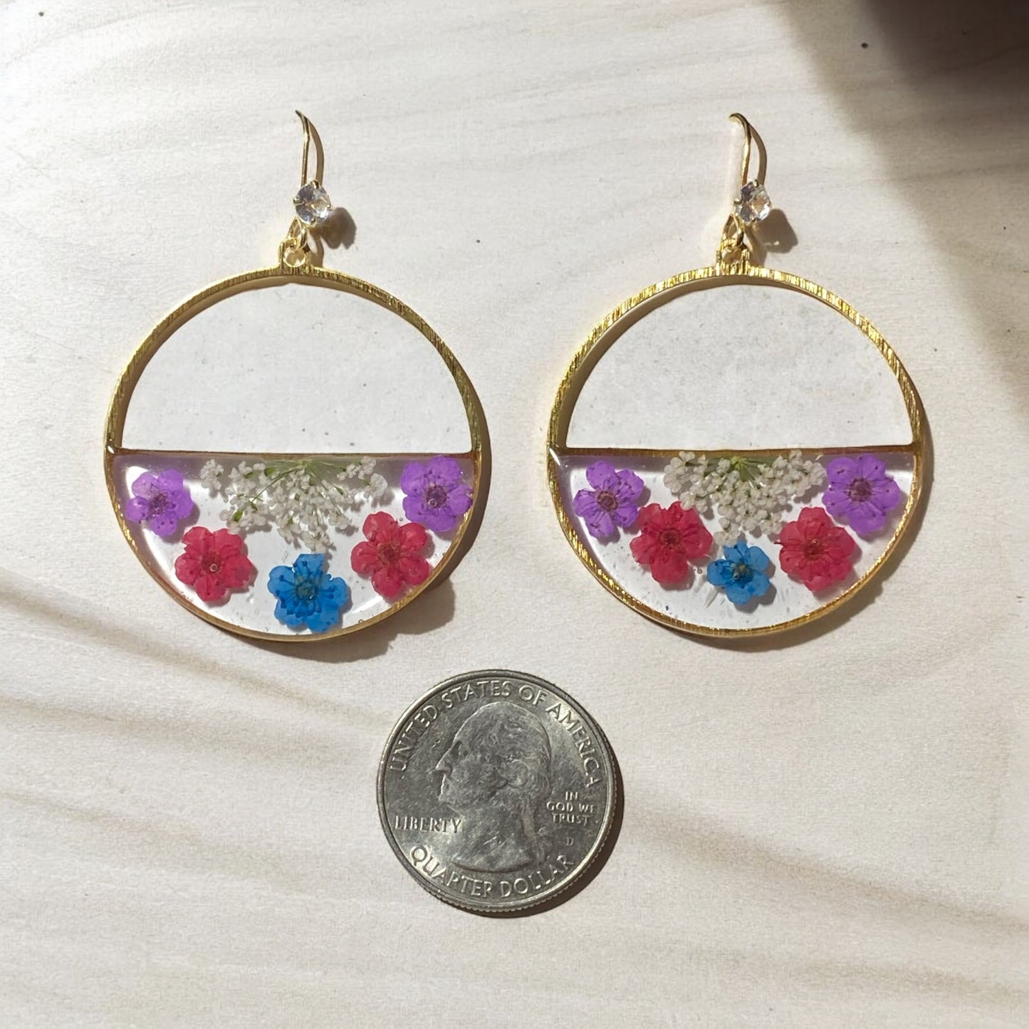 Purple, Red and Blue Plum Blossoms with Queen Anne’s Lace