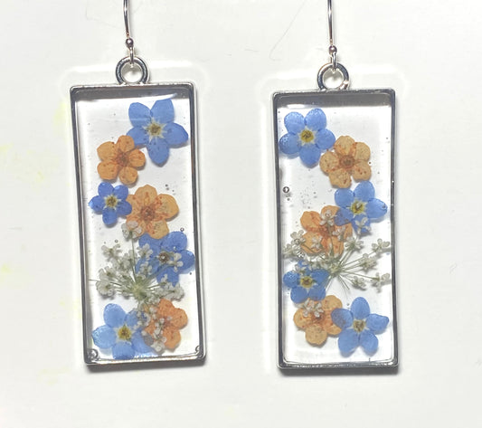 White Queen Anne’s Lace with Blue Forget-Me-Nots and Orange Plum Blossoms