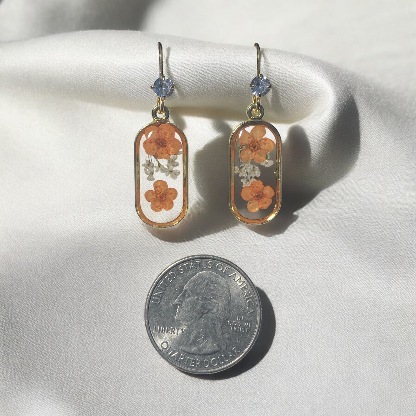 Orange Plum Blossom with pieces of Queen Anne’s Lace