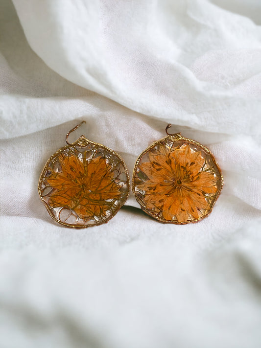 Orange Flower Earrings
