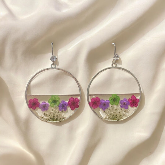 Plum Blossoms with Queen Anne’s Lace Earrings