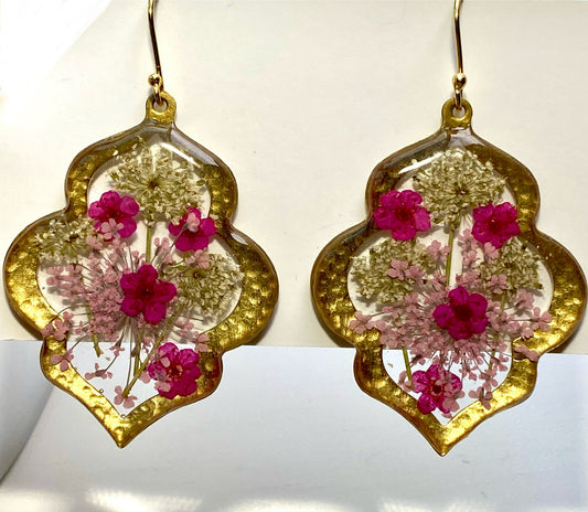 Hot Pink Plum Blossoms, with Pink and White Queen Anne’s Lace