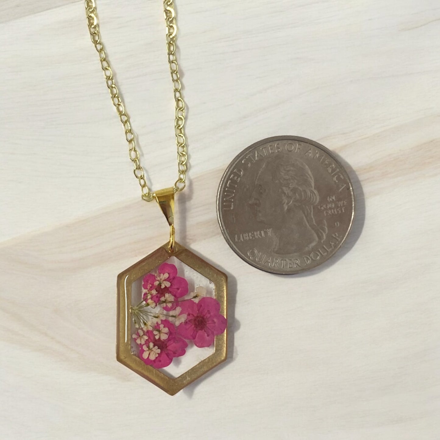 Pink Plum Blossoms with pieces of Queen Anne’s Lace