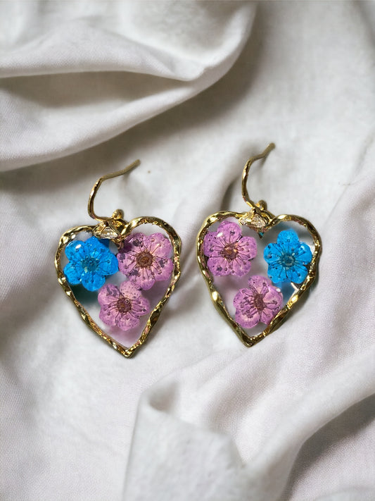 Purple and Blue Plum Blossom Flower Earrings