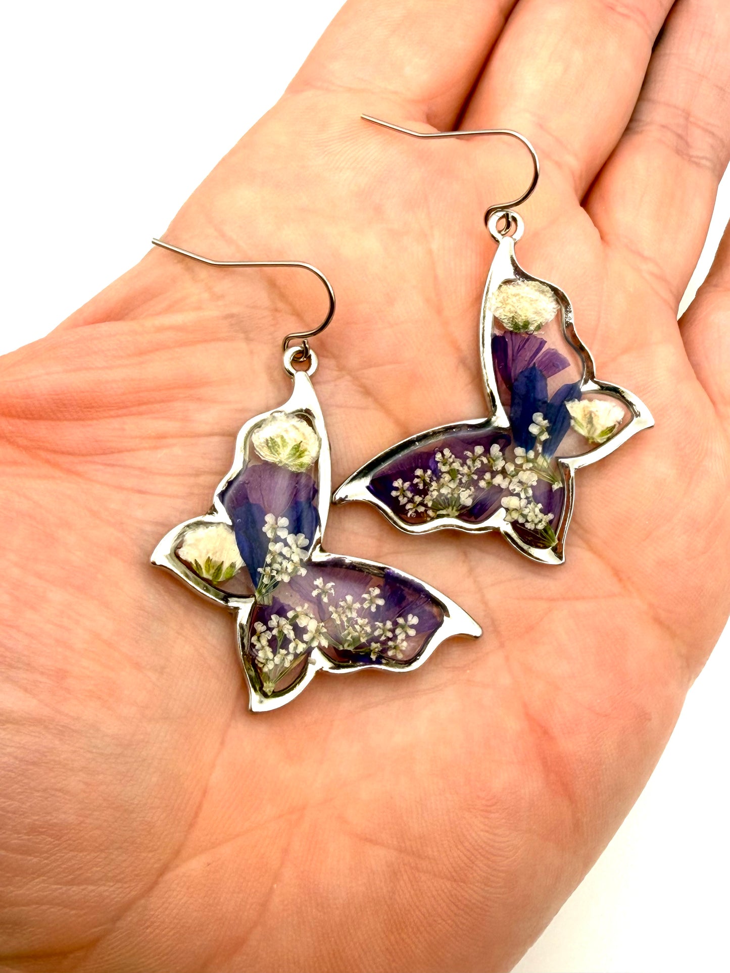 Butterfly Shaped Earrings on Stainless Steel Earring Wires